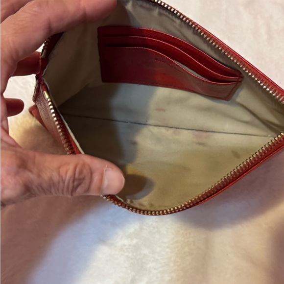 Mulberry Cherry Red Leather Wristlet